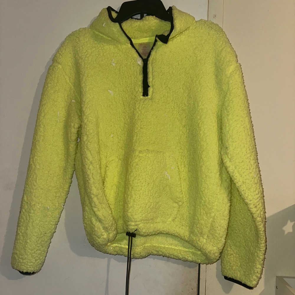 Neon Yellow Sherpa Hoodie
